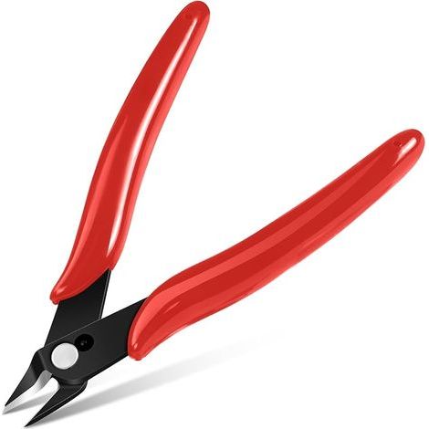 Petite Pince Coupante, Coupantes de Côté, Pinces Coupantes Latérales Precision, Outillage Electricien Cutter Affleurant pour Fils Durs, Mous et Extrêmement Fins, Rouge (1/4)