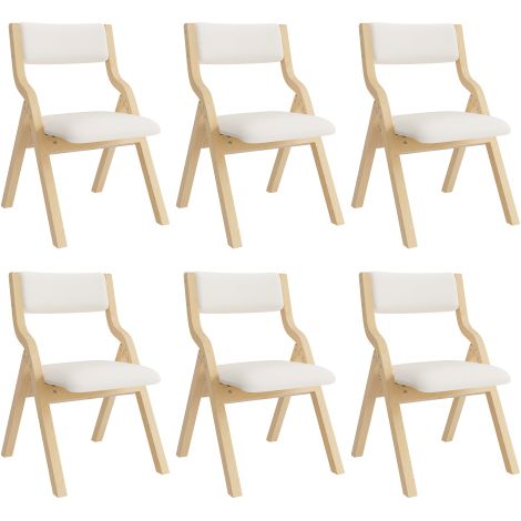 Chaises de salle à manger pliantes en bois massif (lot de 6)  confortables et respirantes  pliables pour un rangement facile  adaptées aux salles à manger, salons, cafés, etc.  style moderne, tissu en (1/5)