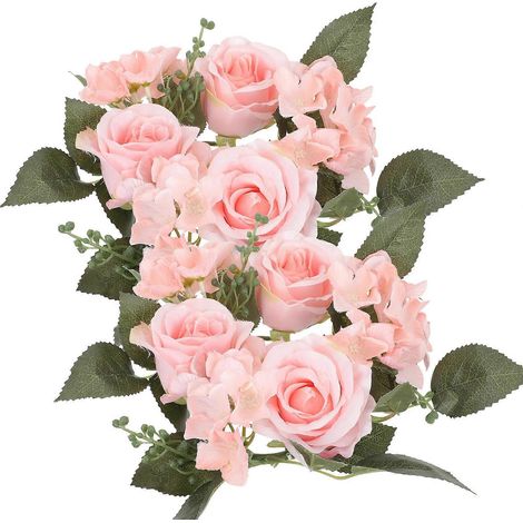 Couronne de 2 roses artificielles avec bougies, anneaux décoratifs pour table de mariage (1/5)