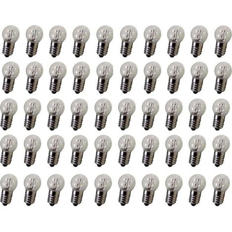 Ersandy – Lot de 50 ampoules E10 2,5V 0,3A – Lumière blanche chaude – Culot à vis – Pour équipements d'inspection et lampes de poche
