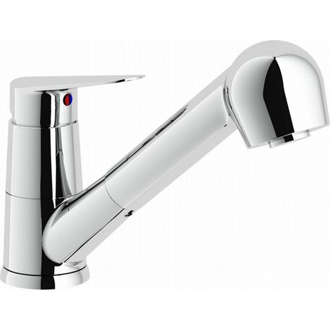 Mitigeur de cuisine chromé avec douchette extractible – Hauteur sous bec 117 mm – Cartouche Nobili Widd Ø 35 – Limiteur de débit 50% (1/4)