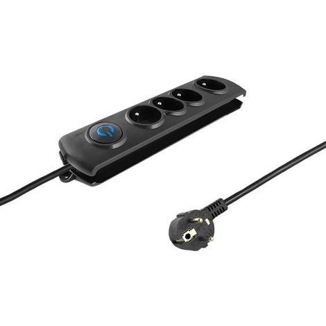 Regleta protectora contra sobretensiones Qoltec 4 enchufes 2,5 m Negra (1/3)