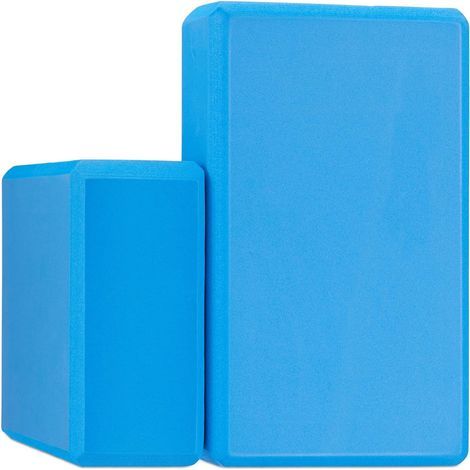 Lot de 2 blocs de yoga en mousse EVA haute densité, demi-hauteur, coloris bleu foncé, accessoires de yoga et de fitness (1/5)