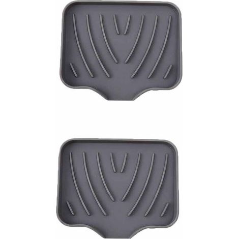 Ensemble de deux porte-savons en silicone, porte-savon de salle de bain avec trou d'évacuation, antidérapant, convient pour la douche, la cuisine et la baignoire (gris)