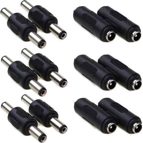 DC-Stromanschluss 5,5 x 2,1 mm, Stecker auf Stecker, DC 5,5 x 2,1 Buchse auf Buchse Hohlstecker, für CCTV-Kamera, Automonitor, 12 Stück (1/5)