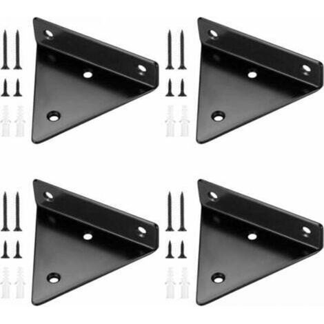 4 Pièces Supports d'étagère Flottants, Supports à Tablettes Muraux Triangulaires Invisibles, Equerre Etagere Murale Métal pour étagère (1/4)