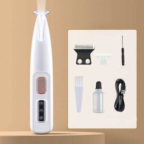 Tondeuse pour chiens et chats, silencieuse, rechargeable par USB, avec LED, pour les pattes, les yeux, les oreilles, le visage et le croupion (1/5)