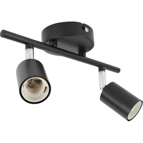 Einbau-Schienenbeleuchtungsfassung, 2 Leuchten, verstellbare und schwenkbare Fassung für E27-Leuchtmittel, LED-Lampen (1/5)
