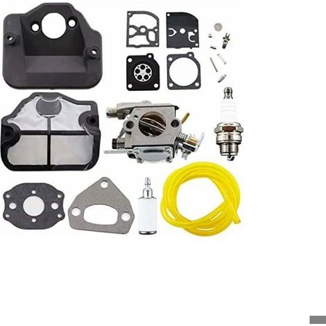 Carburateur avec Filtre à Air, Bougie d'Allumage et Kit de Réparation de Membrane pour Tronçonneuses Husqvarna 36, 41, 136, 137 (1/4)