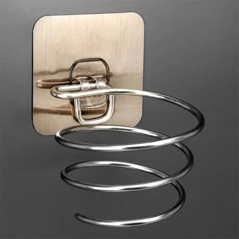 Porte Sèche-Cheveux, Support Mural pour Sèche-Cheveux Auto-adhésif en Acier Inoxydable sans Perçage, Fixations Adhésives Incluses (1/5)