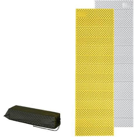 Tapis de sol imperméable pour le camping, jaune et bleu, 185 x 56 x 1,8 cm, 460 g, revêtement IXPE + aluminium, orange et vert.