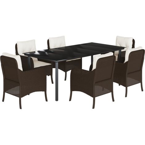 Maison Exclusive - Set comedor de jardín 7 pzas con cojines ratán (1/5)