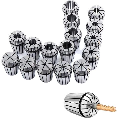 Set di mandrini a molla, acciaio ad alto tenore di carbonio, 16 pezzi di precisione, set 16p ER25 (1/2)