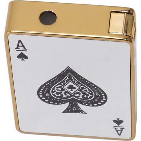 Briquet à gaz butane en plastique coupe-vent, avec miroir et motif poker, idéal pour les hommes. Modèle Daily Spades A. (1/5)