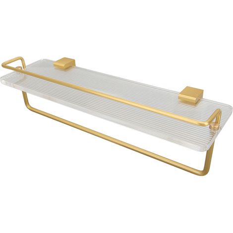 Étagère flottante avec porte-serviettes mural en acrylique et aluminium, pour salle de bain, salon, cuisine, chambre, 40 cm / 15,7 pouces (1/5)