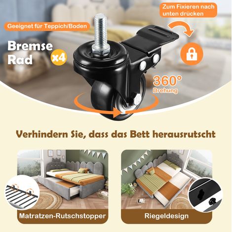 Graues Schlafsofa 90x200 cm mit Ausziehbett 90x190 cm, L-Design, Gitter und Krone (1/5)