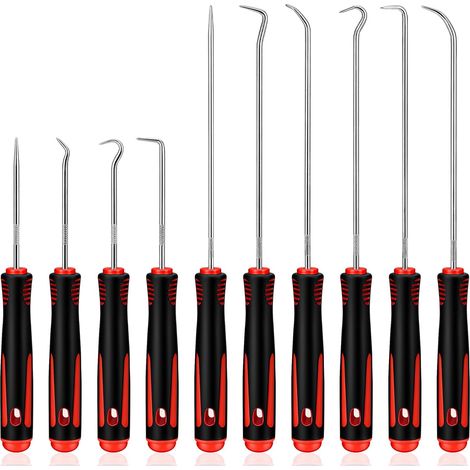 Lot de 10 Crochets, Acier Chromé, Poignée Ergonomique, Outil Précision, Joints Huile, Réparation Auto