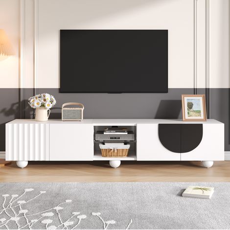 Moderner TV-Schrank 180 cm Weiß – Stauraum mit Push-to-Open (1/5)