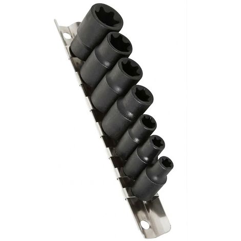 Vasos de impacto TORX hembra 1/4 y 3/8 E6, E7, E8, E10, E12, E14, E16, 7 piezas (1/2)