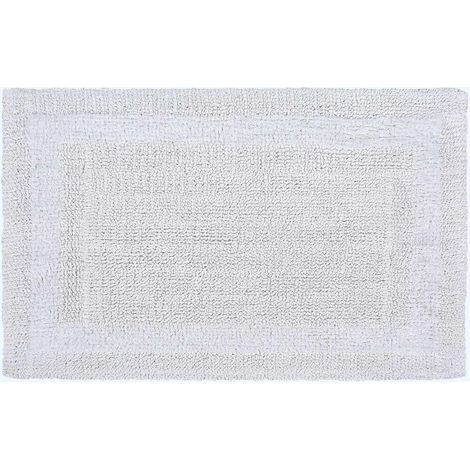 HOMESCAPES Grand tapis de bain en coton, 70 x 120 cm – Blanc (1/5)