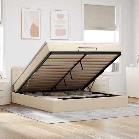 Estructura de cama otomana con colchones tela crema 200x200cm vidaXL (1/5)