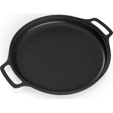14 pouces (environ 35,5 cm) poêle en fonte, poêle à pizza épaissie, convient pour la cuisinière, le gril à gaz et la cuisson en plein air, surface lisse et polie, facile à nettoyer. (1/5)