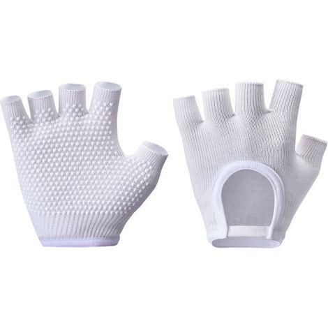 Gants de yoga pour femmes - Gants de yoga antidérapants - Gants d'entraînement respirants - Gants de sport antidérapants avec picots en silicone - Blanc (1/5)