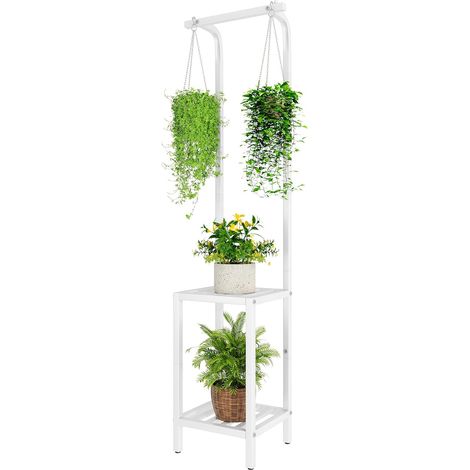 170cm de Haut Support pour Plantes d'Intérieur et d'Extérieur, 3 Étagères Suspendues Support Pot de Fleurs en Métal, Étagère à Plantes pour Salon Balcon Jardin, Blanc TMJ076W (1/5)