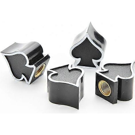 Lot de 4 bouchons de valve universels noirs en forme de cœur pour pneus de voiture et de vélo. (1/5)