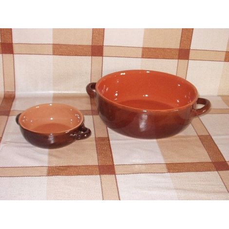 Tegame terracotta bicolore 18 cm coccio la cucina della nonna (1/2)