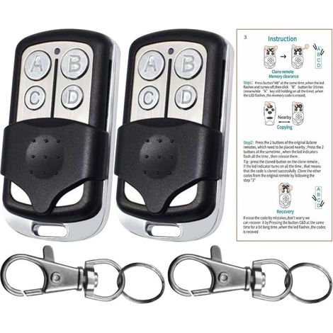 2pcs 433M Ouverture de porte de garage à distance avec porte-clés, plastique sensible universel, puces pourraient être copiées (1/5)