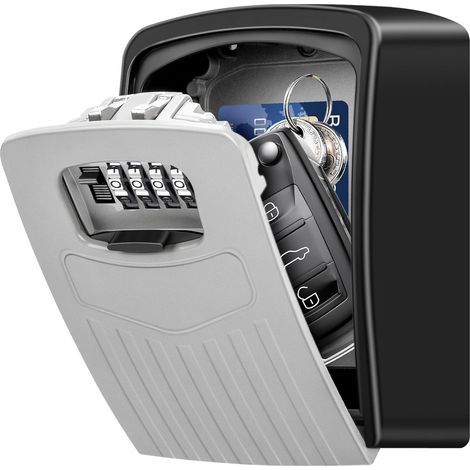 Large key safe with 4-digit combination lock for home, office, garage, school, gym (grey) (1/5)