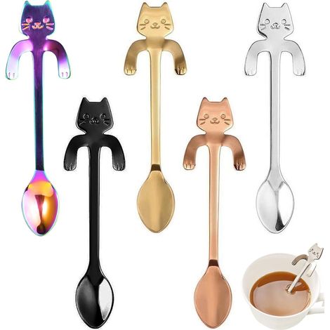 Ensemble de 5 mini-cuillères à café en acier inoxydable, cuillères à dessert, cuillères à café et cuillères à café moka