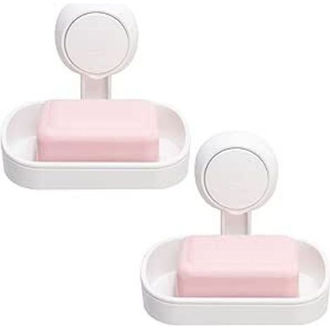 2PCS Porte Savon à Ventouse Ventouse Savon sans Perçage & Réutilisable 1 Seconde d'Installation Porte Savon Douche Charge 5KG Impérable Support pour Carrelage Paroi de la Douche Salle de Bain (1/5)