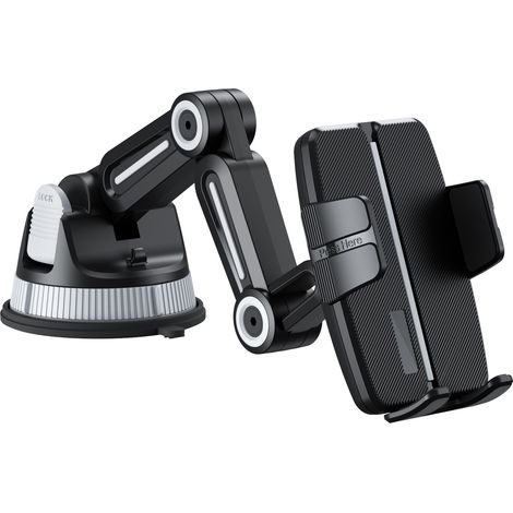 Support de téléphone de voiture multifonctionnel avec ventouse pour pare-brise et console centrale, noir (1/5)