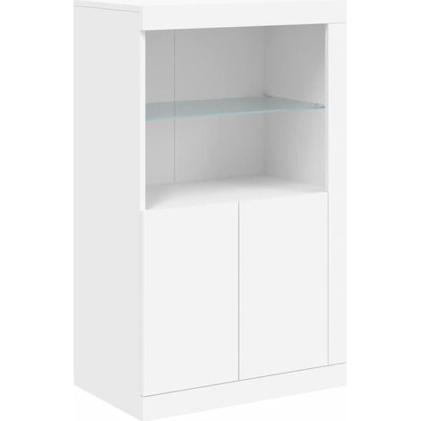 Beistellschrank mit LED-Leuchten Weiß Holzwerkstoff vidaXL