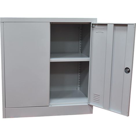 Garden Friend – Armoire à clés en tôle d'acier gris RAL 7035 – Dimensions h80 x l40 x p80 cm – Étagère interne réglable – Serrure à clé sécurisée (1/2)