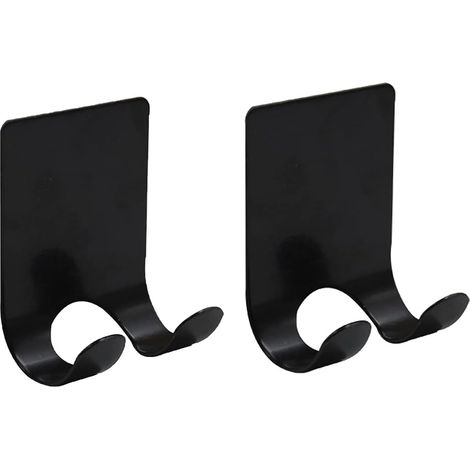 Soporte para afeitarse, soporte multiusos para afeitarse en la ducha, autoadhesivo, acero inoxidable, 2 piezas (negro) (1/5)