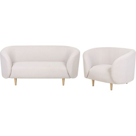 Living Room Set 3 Seater LOEN Fabric Light Beige