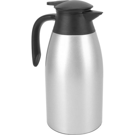 Théière isotherme en acier inoxydable 304, couvercle étanche, capacité 2 L, poignée de transport, nettoyage facile, distributeur de café isotherme argenté (1/5)