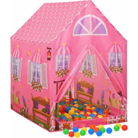 Tente enfant et Tunnel, Tente à Balles, avec 250 balles Rose 69x94x104 cm OIB8513E (1/5)