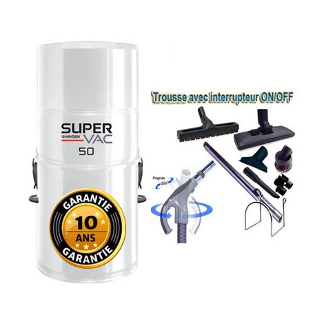 Aspirateur central à sac HAYDEN SuperVac 50 GARANTIE 10 ANS (jusqu’à 250 m²)+ trousse inter 9 ML + 8 accessoires + 1 kit de nettoyage micro offert (1/5)