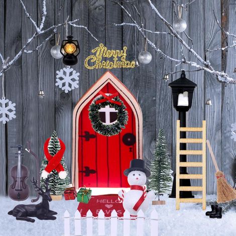 Porta elfo scherzo di Natale, 20 pezzi decorazione per casa in miniatura di Natale, accessorio elfo scherzo di Natale con lampada a olio a scala di bastoncino di zucchero per kit elfo scherzo (1/4)