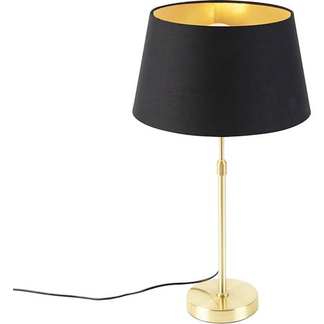 Tischlampe Gold / Messing mit Schirm schwarz mit Gold 32 cm - Parte