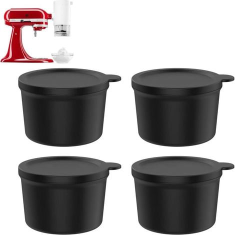 Eiswürfelbereiter – Antihaft-Gefrierformen mit Deckel, 4 tragbare Küchenutensilien, Schneekegel-Aufsatz, kompatibel mit KitchenAid Eismesseraufsätzen