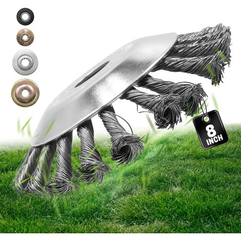Replacement Strimmer Brush Head, Brush Cutter Head, Weed Brush for Strimmer with 25.4 mm Bore with 4 Weeding Brush Accessories (8 Inch, 200 mm) (1/5)