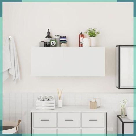 Armoire murale de bain - 860103 - Blanc - 100 x 25 x 40 cm - Bois d'ingénierie (1/5)
