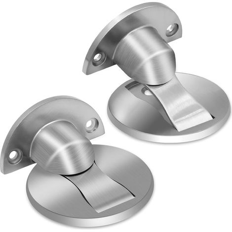 Fermaporta magnetico, fermaporta magnetico autoportante, serratura magnetica in acciaio inox per telaio porta, fermaporta inferiore, set, due pezzi, argento (1/5)