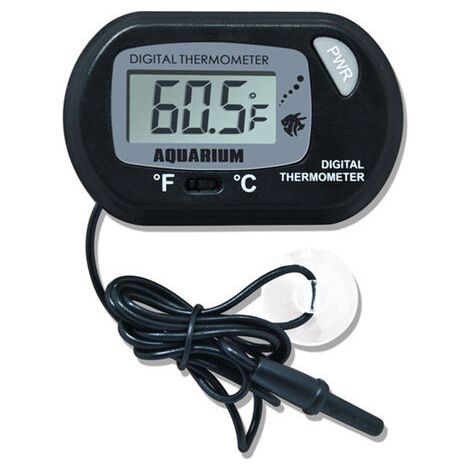 Thermomètre LCD Numérique d'aquarium avec Ventouses et Sonde Étanche pour Aquarium Fish Tank, Vivarium Reptile Terrarium (2PCS，noir)