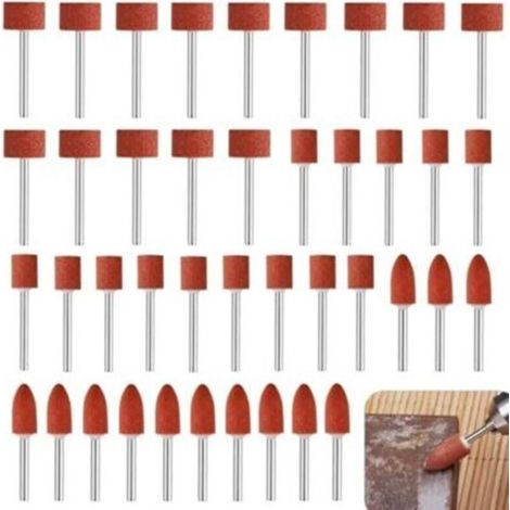 42Pcs Meules en Oxyde d'Aluminium Mèches de Ponçage pour Dremel, Meule Abrasive avec Tige de 1/8" pour Qutil Rotatif, Mèches de Ponçage pour Polissage Ébarbage Métaux, Meulage (1/5)